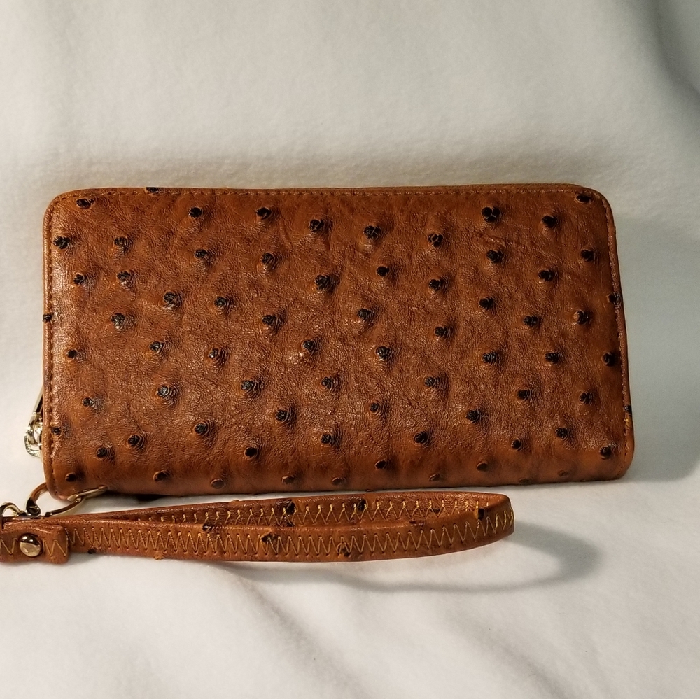 Brown wristlet bag